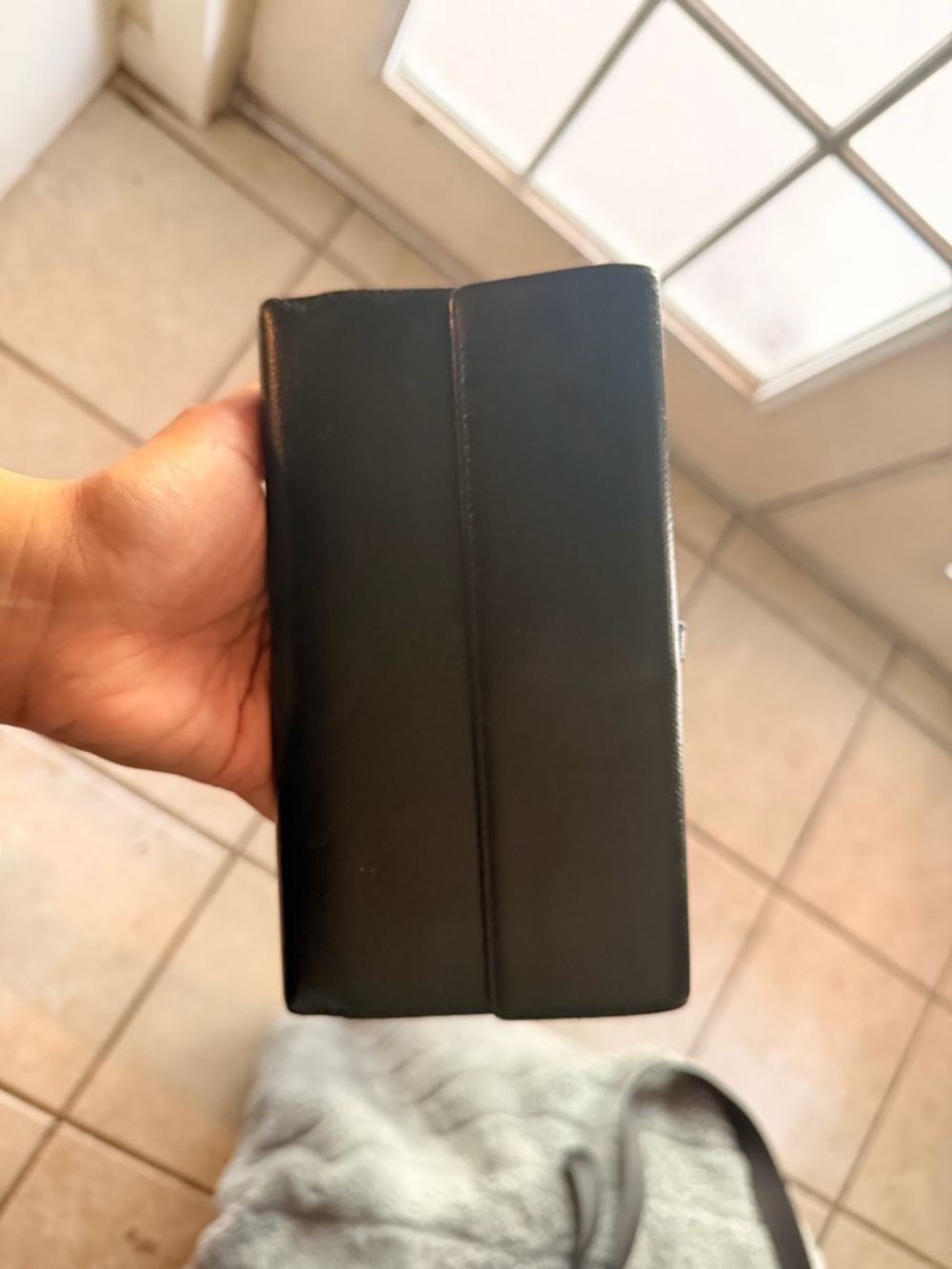 CHANEL Black Leather Wallet with Gold CC Button - Picture 2 of 4